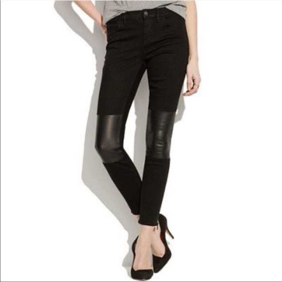 Madewell Denim - Madewell Black Leather Knee Patch Jeans